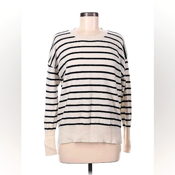 Cynthia Rowley 100% 2-ply cashmere black and white striped sweater size small. - Picture 1 of 8